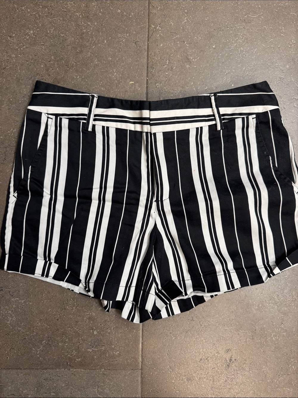 Black and White Vertical Stripe Women's Bermuda Shorts